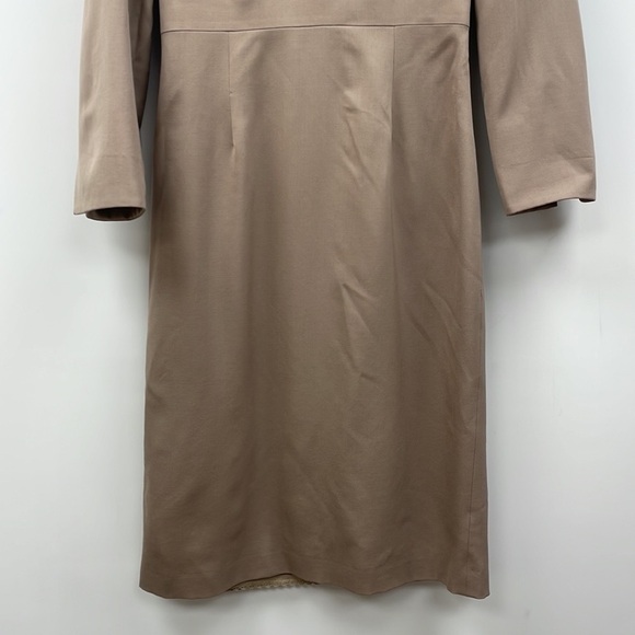 J. Crew 100% Wool Surplice Long Sleeve Knee-Length Shift Dress Minimalist Tan 6 - Picture 3 of 6
